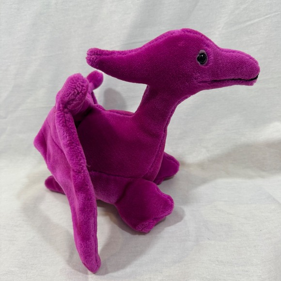 Vintage 1985 Animal Play Things Dinosaur Pterodactyl Stuffed Animal Plush Purple - Picture 4 of 8
